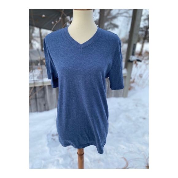 Mountain Ridge Tee Shirt Cotton Blue V Neck Sz S - Picture 1 of 7
